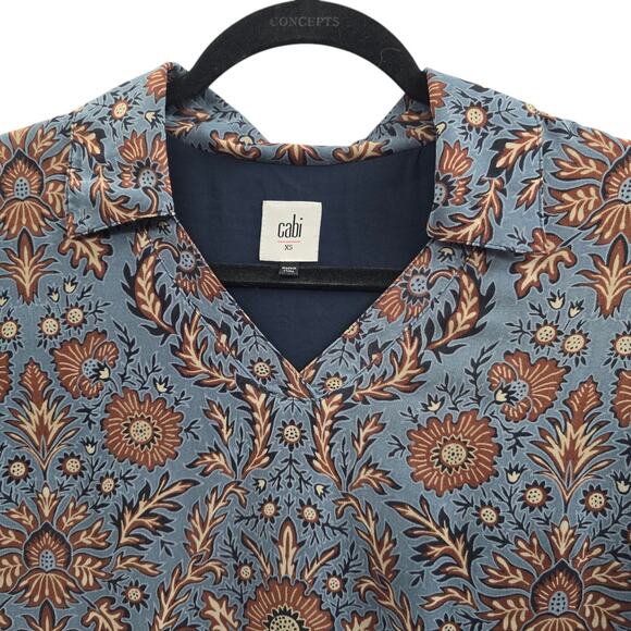 Cabi Dress Womens XS Blue Floral Provincial Long Sleeve Cottagecore Earthy Work - Picture 4 of 8
